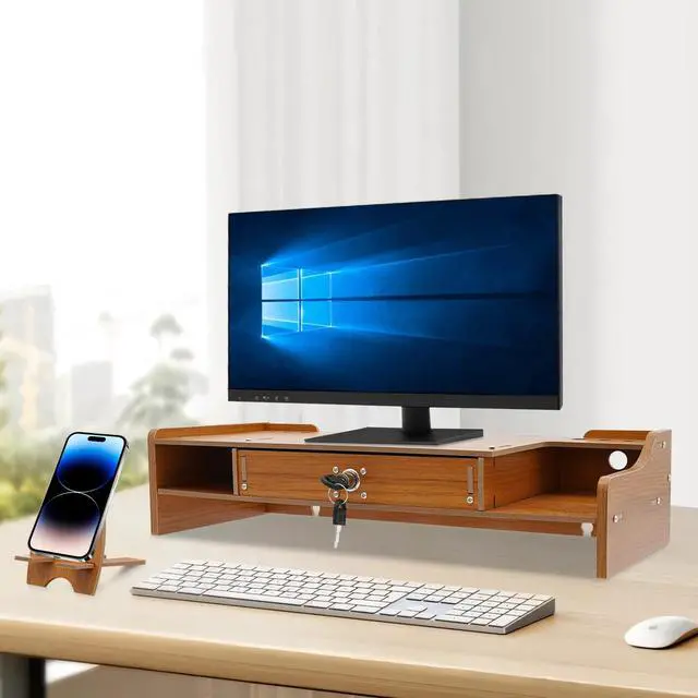 Main image of Wood Monitor Riser with Drawer Computer/Laptop/PC Stand for Desk Organizer