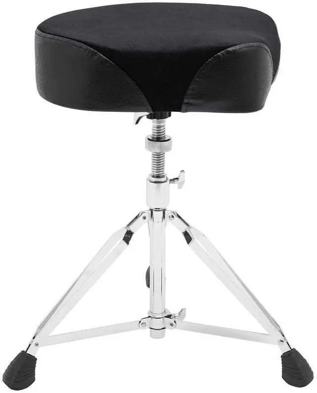 Alt view image 6 of 7 - Drum Throne Thick Padded Seat Drummers Stool Guitar Chair w/ Height Adjust Black