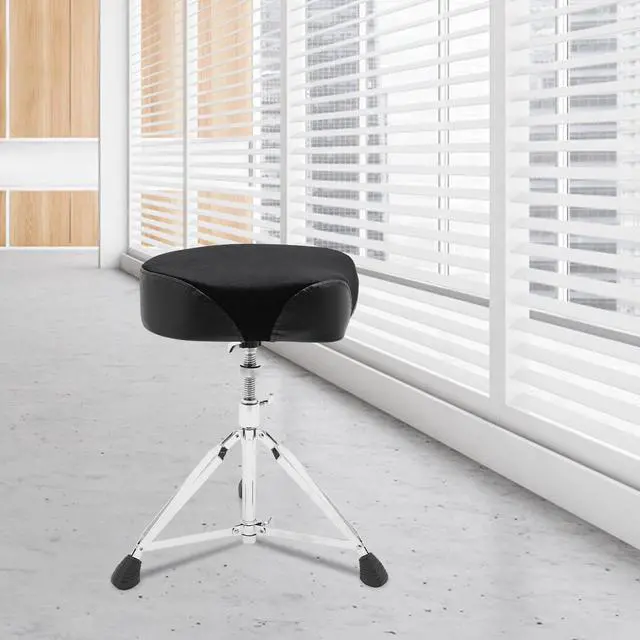 Alt view image 5 of 7 - Drum Throne Thick Padded Seat Drummers Stool Guitar Chair w/ Height Adjust Black