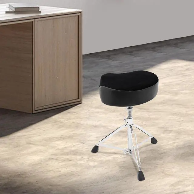 Main image of Drum Throne Thick Padded Seat Drummers Stool Guitar Chair w/ Height Adjust Black