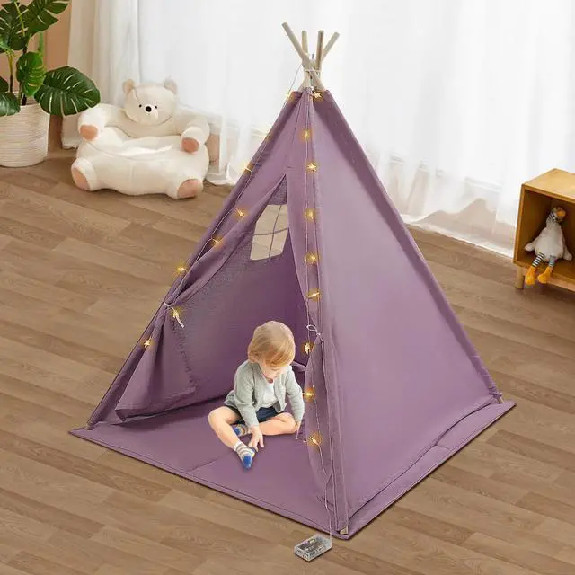 Alt view image 2 of 7 - Children's Indoor Playhouse Play Tent With Light for 1-3 Kids Pink Tent For Kids