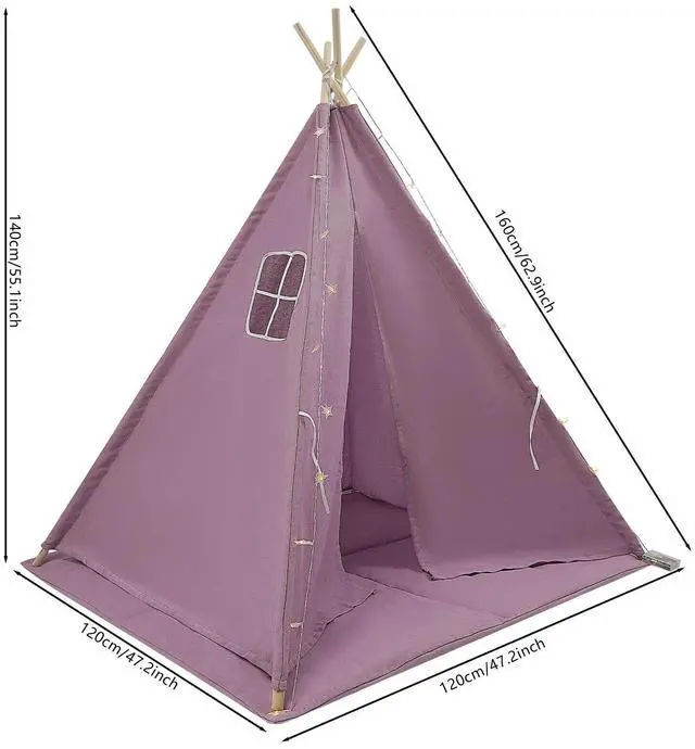 Alt view image 6 of 7 - Children's Indoor Playhouse Play Tent With Light for 1-3 Kids Pink Tent For Kids