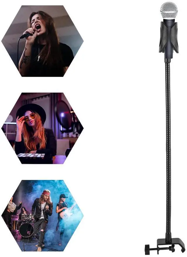 Main image of Adjustable Gooseneck Microphone Stand with Desk Clamp Fit for Radio Broadcasting