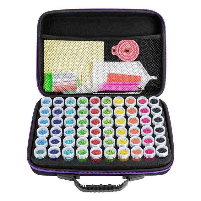 Alt view image 3 of 7 - 60 Slots Diamond Painting Storage Box Embroidery Accessories Grid Bead Container