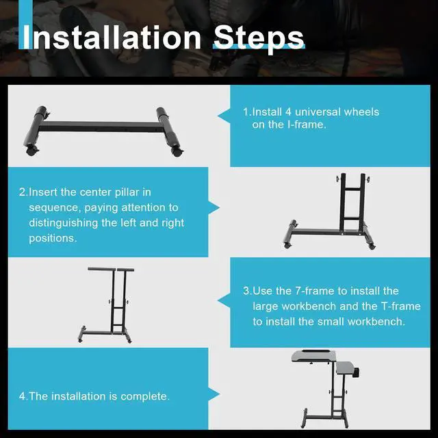 Alt view image 7 of 7 - Portable Mobile Tattoo Work Station Arm Rest Stand Desk Table Workbench Tray