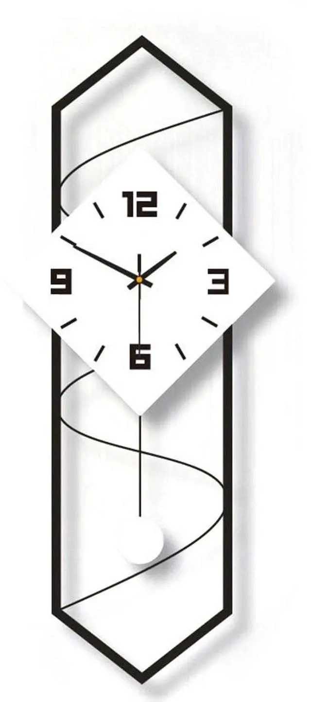 Alt view image 2 of 7 - Modern Pendulum Wall Clock with Silent Movement,Metal+Solid Wood Wall Decor GOOD