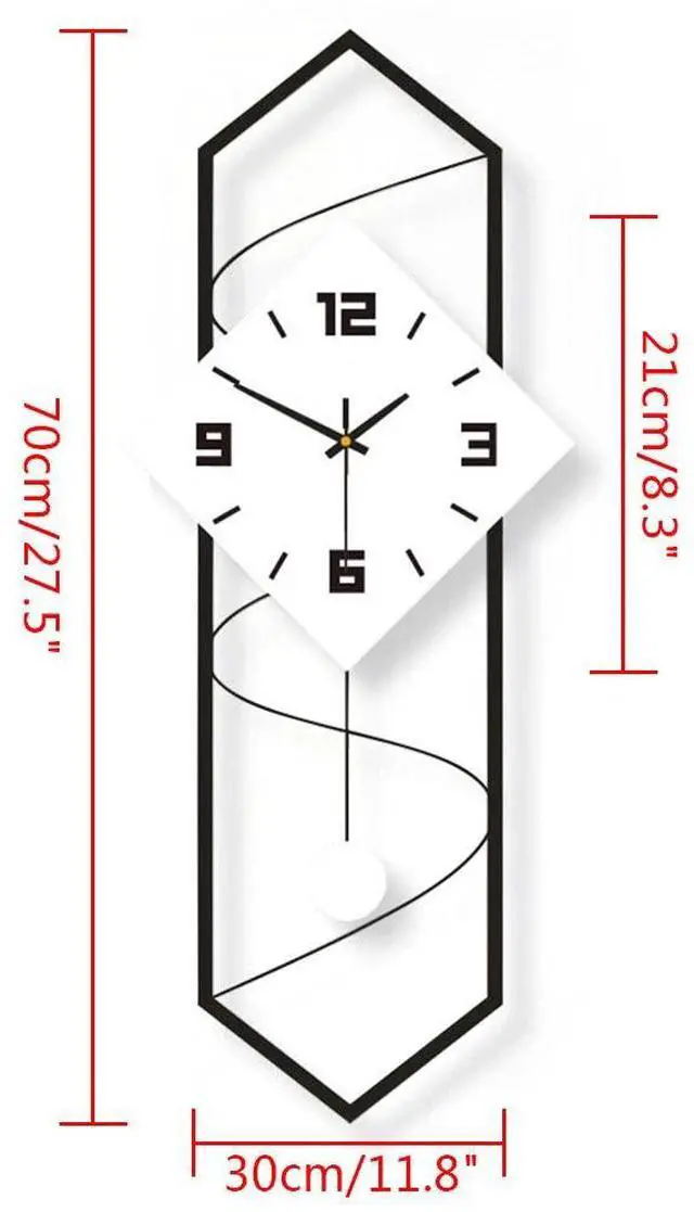 Alt view image 6 of 7 - Modern Pendulum Wall Clock with Silent Movement,Metal+Solid Wood Wall Decor GOOD