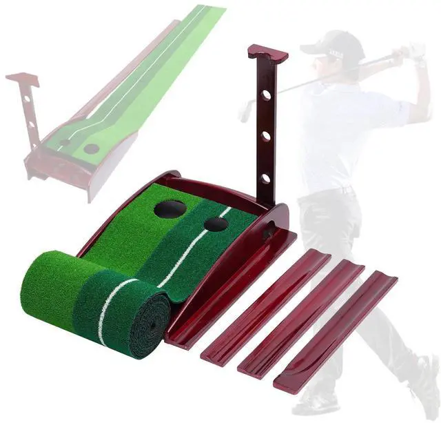 Alt view image 4 of 7 - Indoor Golf Putting Green Practice Mat Exerciser W/Auto Ball Return Training Aid