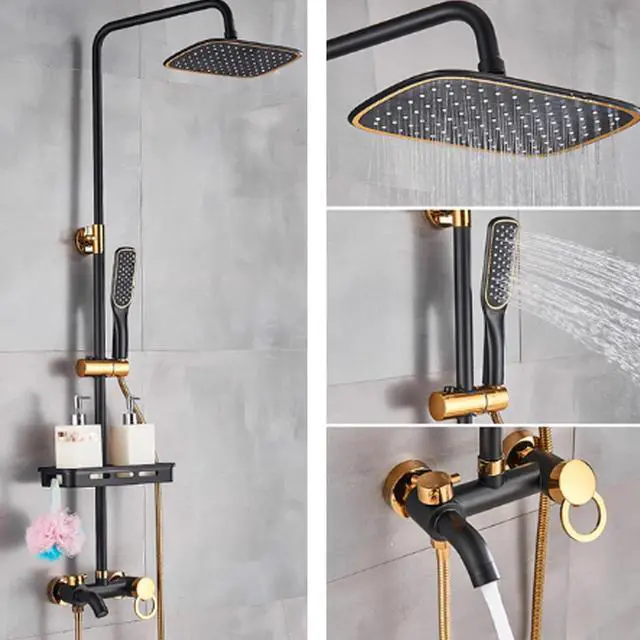 Main image of Exposed Shower Faucet System Rain Shower Head Combo 3Function Shower Fixture Set