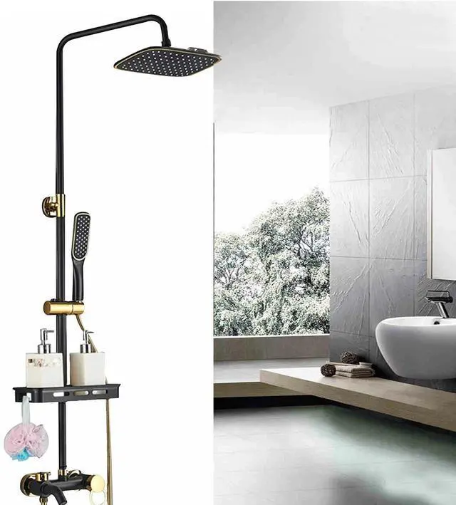 Alt view image 2 of 7 - Exposed Shower Faucet System Rain Shower Head Combo 3Function Shower Fixture Set