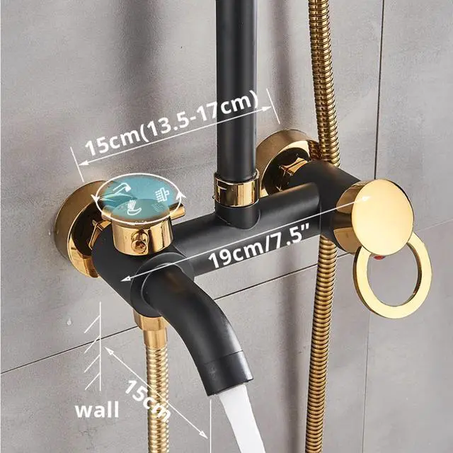 Alt view image 5 of 7 - Exposed Shower Faucet System Rain Shower Head Combo 3Function Shower Fixture Set