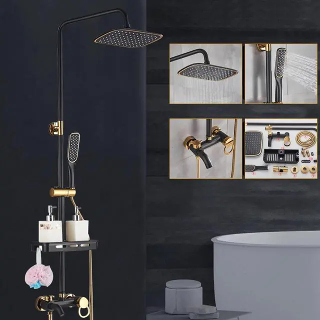 Alt view image 4 of 7 - Exposed Shower Faucet System Rain Shower Head Combo 3Function Shower Fixture Set