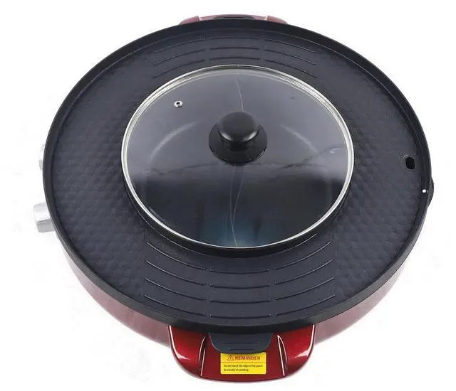 Alt view image 7 of 7 - 2 in 1 Electric Smokeless Grill and 110V Hot Pot BBQ Grill Soup Shabu Pot 2200W