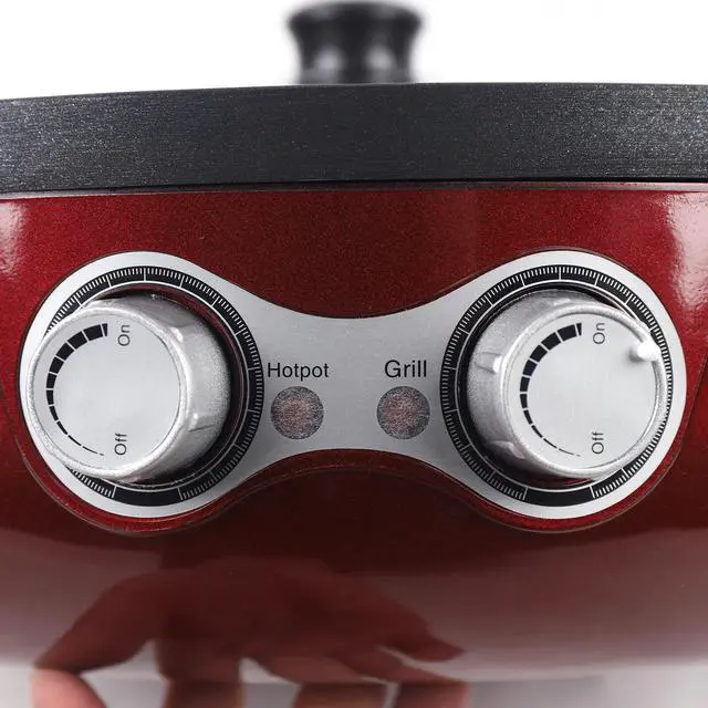 Alt view image 2 of 7 - 2 in 1 Electric Smokeless Grill and 110V Hot Pot BBQ Grill Soup Shabu Pot 2200W