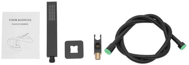 Alt view image 7 of 7 - Matte Black Handheld Shower Square Head Handshower with Wall Connector & Hose
