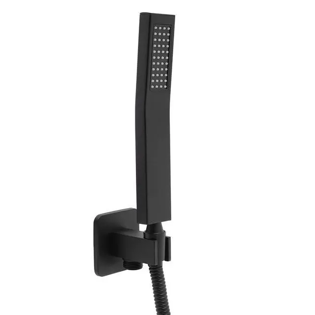 Alt view image 4 of 7 - Matte Black Handheld Shower Square Head Handshower with Wall Connector & Hose