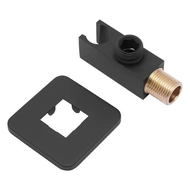 Alt view image 6 of 7 - Matte Black Handheld Shower Square Head Handshower with Wall Connector & Hose