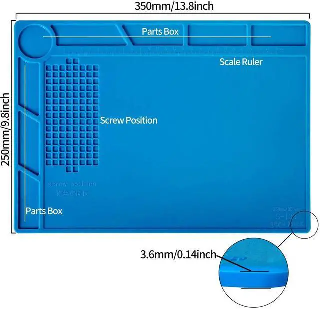 Alt view image 2 of 7 - Heat Insulation Silicone Pad Soldering Cell Phone Repair Platform Mat 13.8 x 9.8