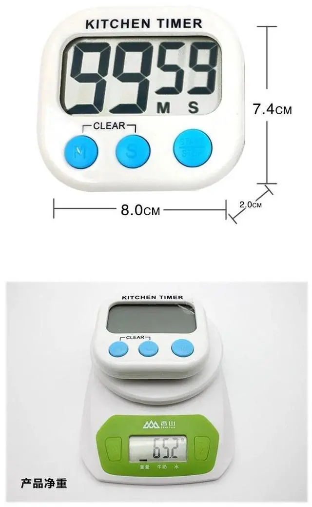 Alt view image 5 of 5 - Digital Kitchen Timer Magnetic Cooking LCD Large Count Down Clear Loud Alarm