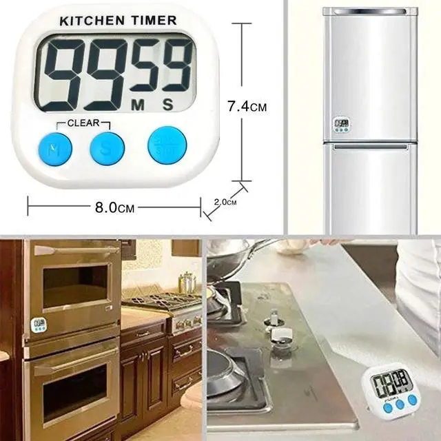 Main image of Digital Kitchen Timer Magnetic Cooking LCD Large Count Down Clear Loud Alarm