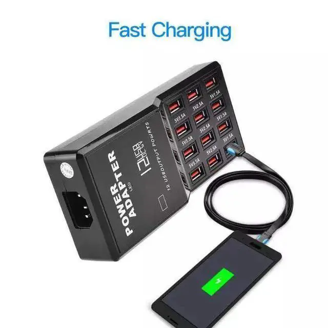 Alt view image 3 of 7 - Multi 12 Port USB Charging Station Hub Desktop Wall Cell Phone Charger Organizer