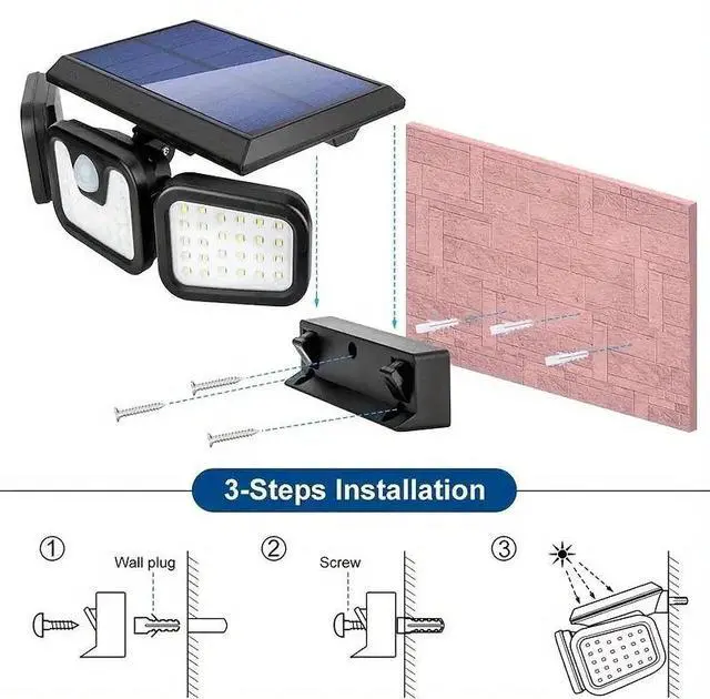 Alt view image 5 of 7 - 2 Pack LED Motion Sensor Solar Lights ,Outdoor IP65 Waterproof Security Lamp