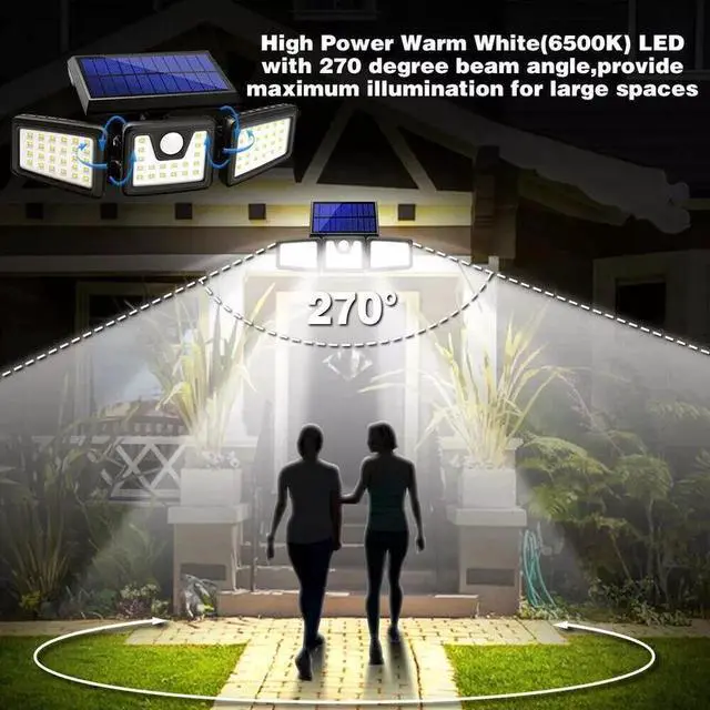 Alt view image 6 of 7 - 2 Pack LED Motion Sensor Solar Lights ,Outdoor IP65 Waterproof Security Lamp