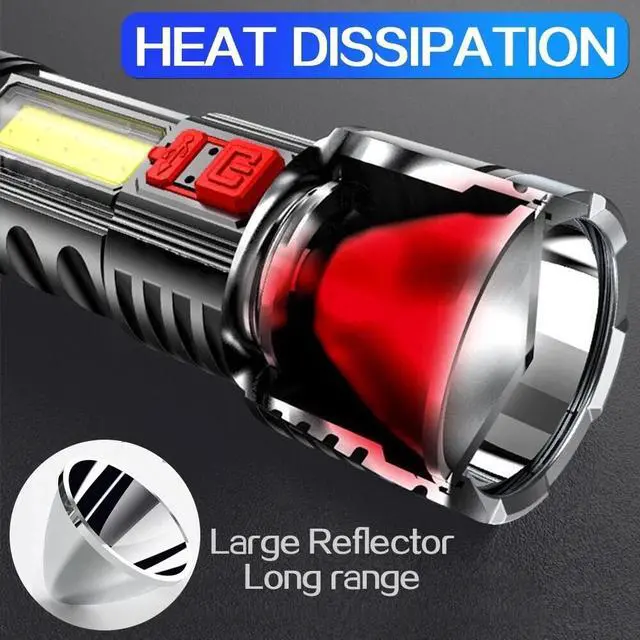 Alt view image 3 of 7 - Rechargeable 7800LM LED Flashlight Tactical Police Super Bright Torch Zoomable