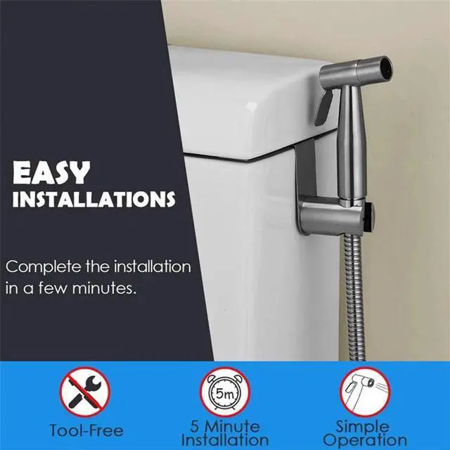 Alt view image 6 of 7 - Toilet Shattaf Adapter Hose Bidet Spray Stainless Steel Handheld Shower Head US
