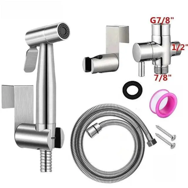 Main image of Toilet Shattaf Adapter Hose Bidet Spray Stainless Steel Handheld Shower Head US