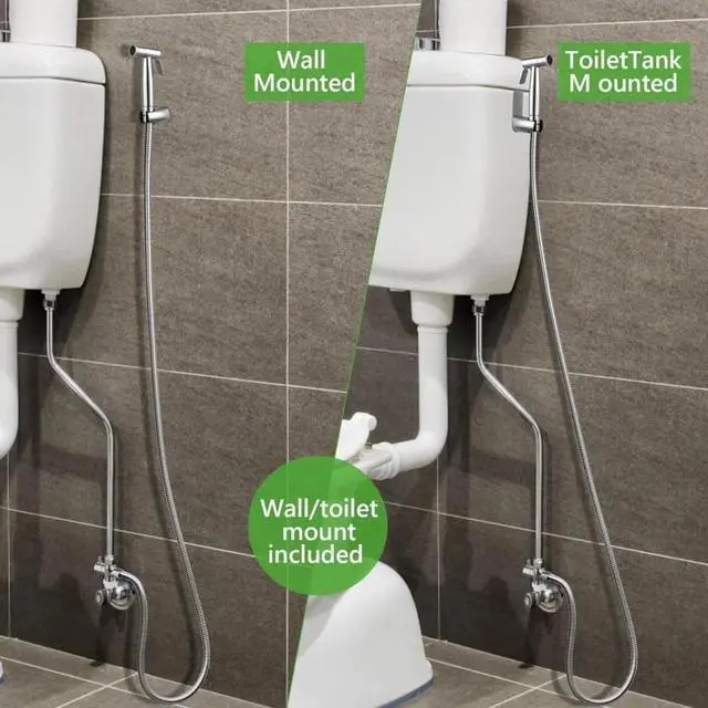Alt view image 7 of 7 - Toilet Shattaf Adapter Hose Bidet Spray Stainless Steel Handheld Shower Head US