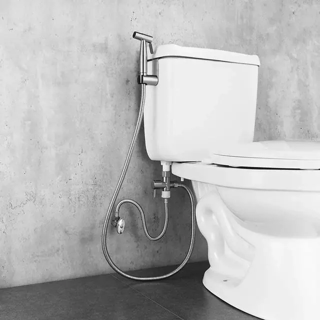 Alt view image 5 of 7 - Toilet Shattaf Adapter Hose Bidet Spray Stainless Steel Handheld Shower Head US
