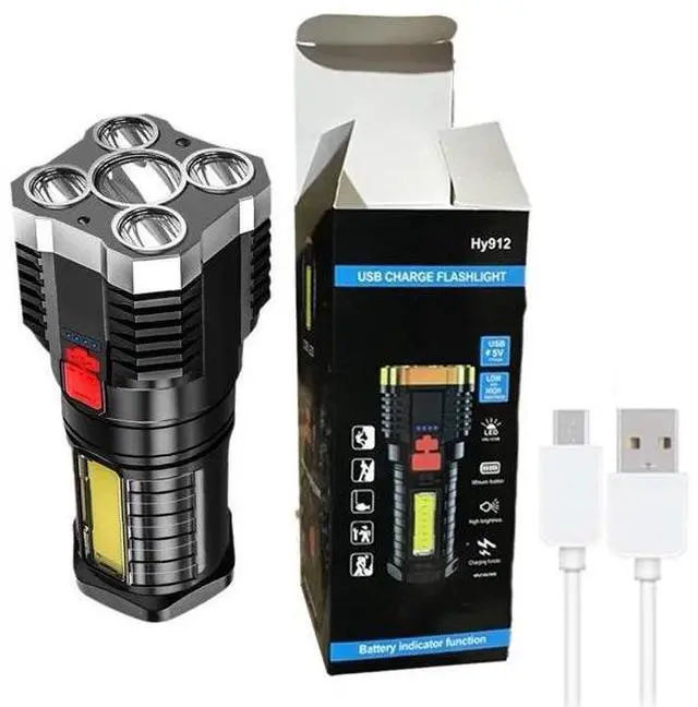 Alt view image 7 of 7 - Super Bright LED Torch Flashlight Tactical Camping Outdoor Lamp USB Rechargeable