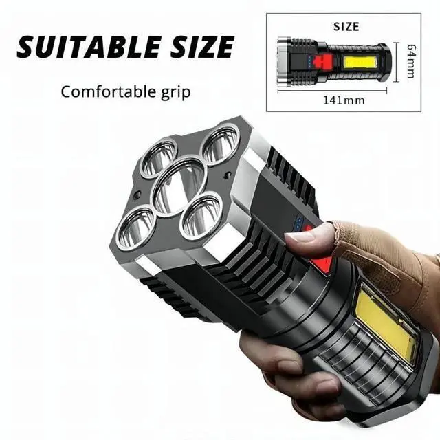 Alt view image 4 of 7 - Super Bright LED Torch Flashlight Tactical Camping Outdoor Lamp USB Rechargeable