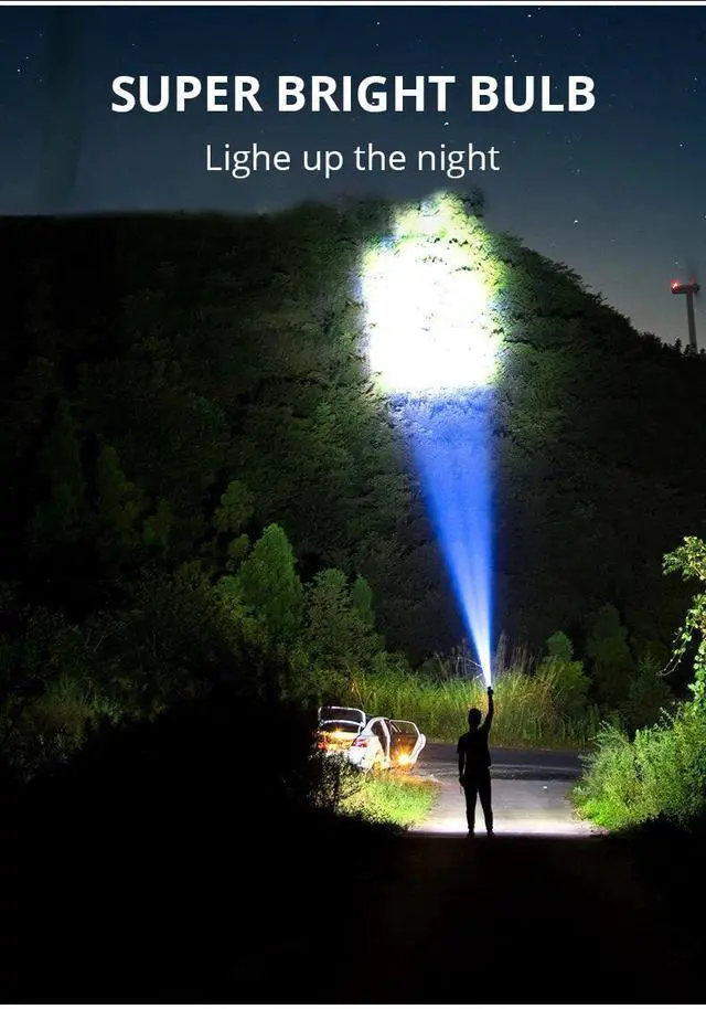 Alt view image 2 of 7 - Super Bright LED Torch Flashlight Tactical Camping Outdoor Lamp USB Rechargeable