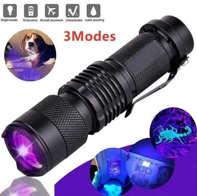 Alt view image 2 of 7 - 2X UV Ultra Violet LED Flashlight Blacklight Light 395 NM Inspection Lamp Torch