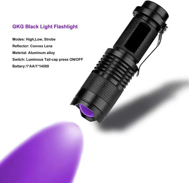 Alt view image 4 of 7 - 2X UV Ultra Violet LED Flashlight Blacklight Light 395 NM Inspection Lamp Torch