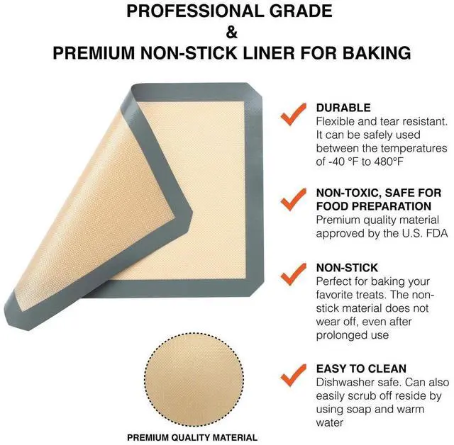 Alt view image 2 of 5 - 3 Set Liner Sheet Silicone Baking Mat Non Stick Heat Resistant Oven Mats Toaster