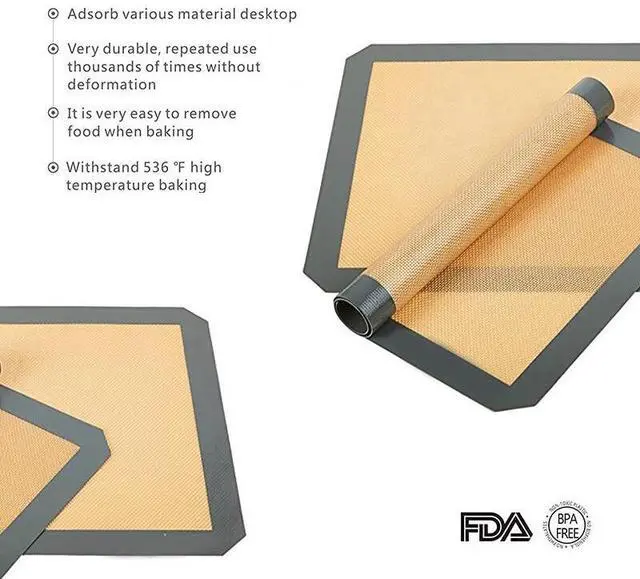 Alt view image 3 of 5 - 3 Set Liner Sheet Silicone Baking Mat Non Stick Heat Resistant Oven Mats Toaster