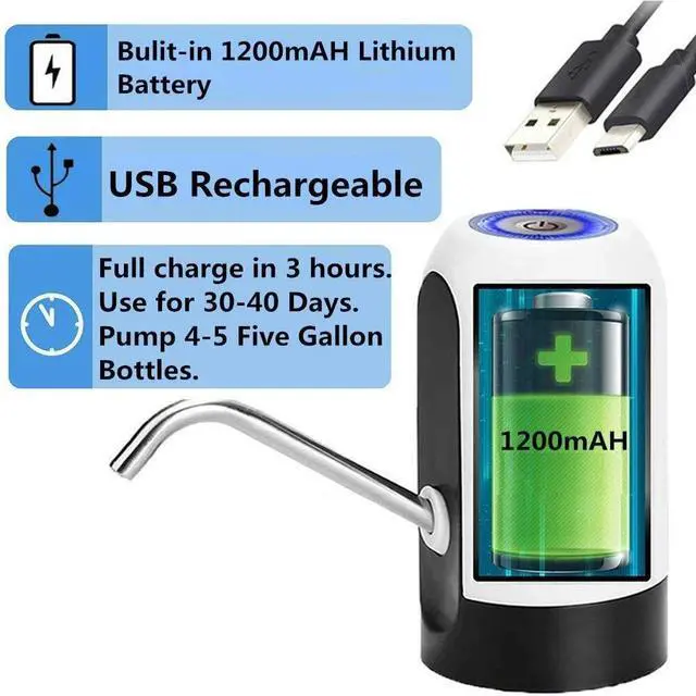 Alt view image 7 of 7 - New Automatic Universal Electric Water Dispenser Pump 5 Gallon USB Bottle Switch(WHITE)