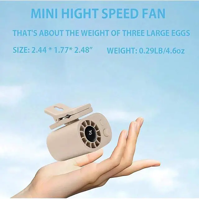 Alt view image 2 of 7 - Car Clip on Fan with LED Display - 360° Rotation, 100 Speeds Adjustable(Beige)