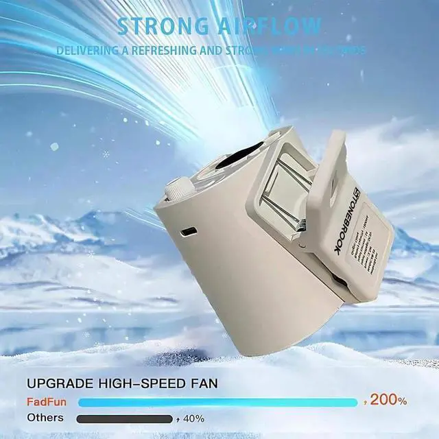 Alt view image 3 of 7 - Car Clip on Fan with LED Display - 360° Rotation, 100 Speeds Adjustable(Beige)