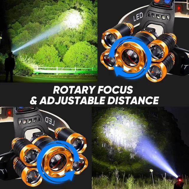 Alt view image 7 of 7 - Super-bright 5 X LED Headlamp Headlight Flashlight Head Torch Lamp