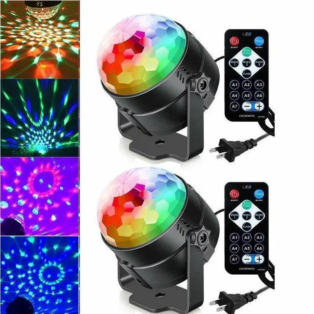 Main image of 2 Pack RGB Party Disco Lights Ball Sound Activated Strobe Led DJ Bulb Dance Lamp