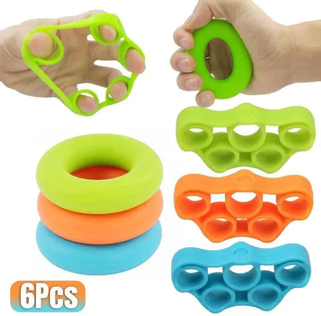 Main image of 6x Finger Hand Exerciser Strengthener Wrist Forearm Grip Trainer Resistance Band