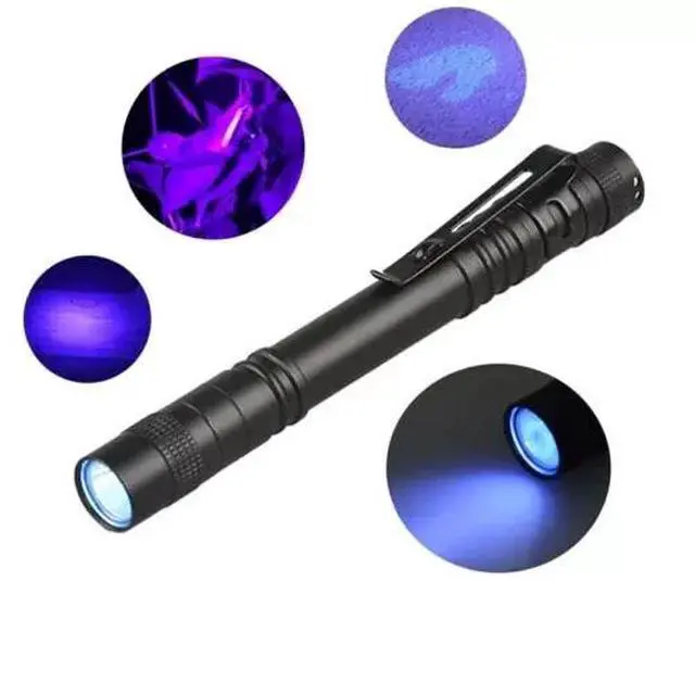 Alt view image 2 of 7 - 2X 395nm UV Light Penlight Black Light Scalable Clip Pen Light Pocket Flashlight