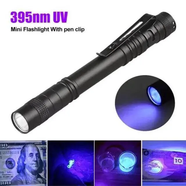 Alt view image 3 of 7 - 2X 395nm UV Light Penlight Black Light Scalable Clip Pen Light Pocket Flashlight