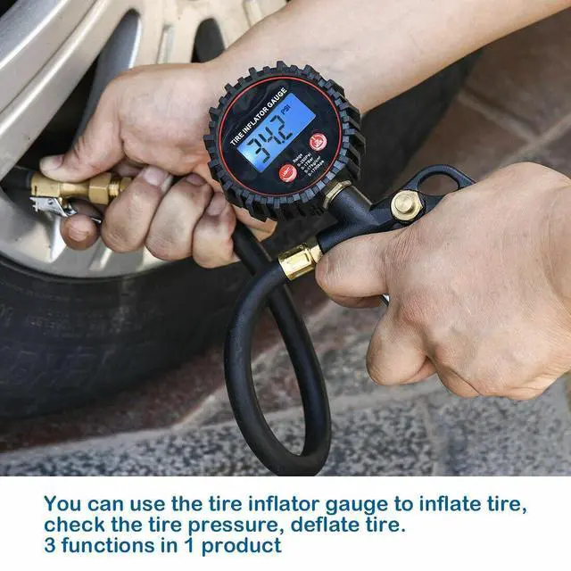 Alt view image 6 of 7 - Car Truck Digital Tire Inflator w/ Pressure Gauge Air Chuck Rubber Hose 250 PSI