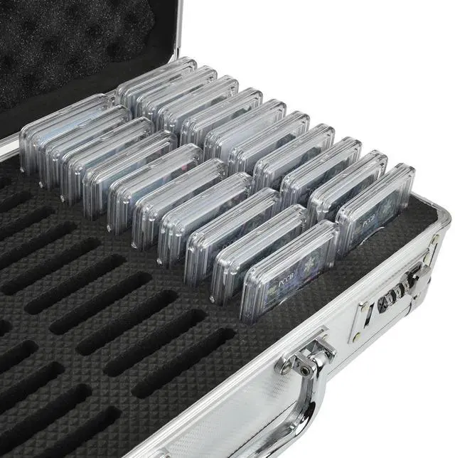Alt view image 4 of 7 - Aluminum Frame Storage Box Case with Lock for 50 PCGS NGC Coin Holders Slabs