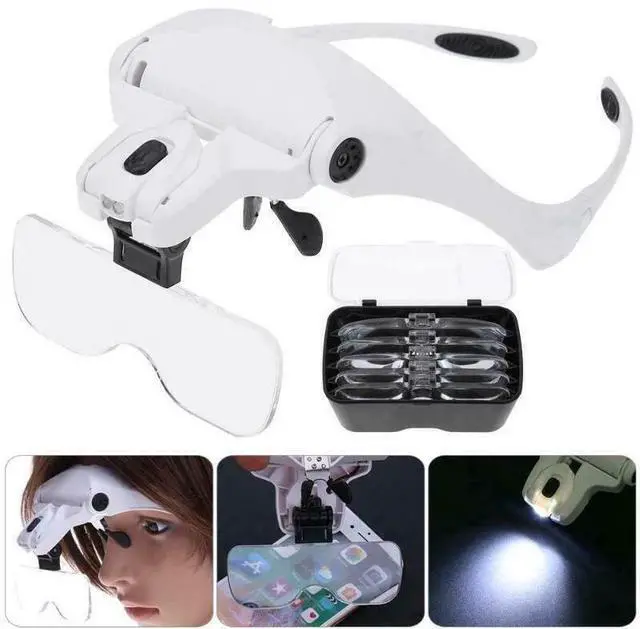 Main image of Magnifying Glass Lens LED Light Lamp Visor Head Loupe Jeweler Headband Magnifier